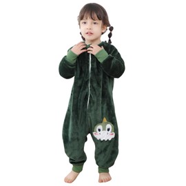 Sleeping Bag with Feet, Baby Pyjamas, Warm Flannel Winter Sleeping Bag, Romper with Zip, Winter Sleeping Bag with Legs, Sleeves, Pyjamas, Children's Sleepsuit, Girls, Boys, 0-6 Years, Dragon Dark