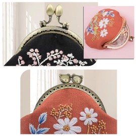 Maydear Cute DIY Embroidery Coin Purses Buckle Coin Purses Vintage Pouch Kiss-lock Change Purse Wallets for women