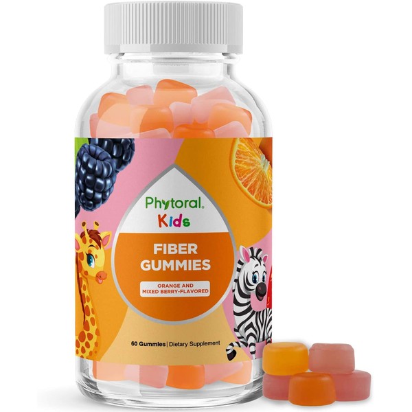Natural Prebiotic Fiber Gummies for Kids - Chicory Root Fiber Gummy Vitamins for Kids Constipation Relief Immune Support and Digestive Support - Delicious Kids Fiber Gummies and Prebiotic Supplement