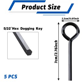 Abeillo 5 Pack 5/32 Allen Wrench Standard Hex Dogging Key with Full Loop, Solid Metal Allen Key Set for Push Bar Panic Exit Devices