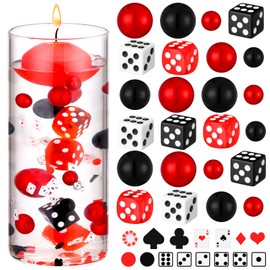 Seenelling 330 Pcs Casino Theme Vase Fillers for Centerpieces Include Dice Pearls Mini Playing Cards Casino Party Decorations Las Vegas Night Table Floating Dice for Wedding Birthday Events