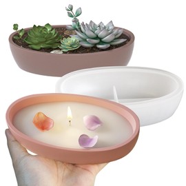 Wehous Oval Bowl Resin Concrete Mold Candle Vessels Candle Boat Silicone Molds Storage Jar Box Container Trinket Tray Jewelry Holder Epoxy Casting Mold Succulent Plant Cement Craft DIY Christmas Decor