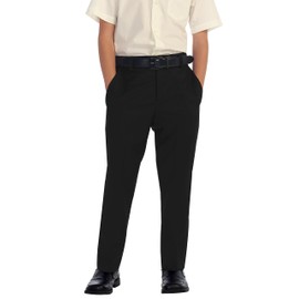 Gioberti Boys Flat Front Dress Pants, Black, 12