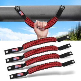 4 Pack for Ford Bronco Roll Bar Grab Handles, Paracord Grips for 2021 2022 2023 2024 Ford Bronco 2 Door / 4 Door, Red