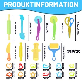 AMSNINK 21-Piece Kneading Accessory Set, Kneading Tool for Children, Kneading Accessories for Creative Play with Clay and Plasticine, Robust Kneading Tools for Children from 2 Years