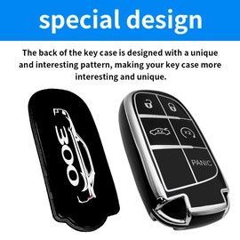 for 300 300C 300S Creative Logo Key Fob Cover Soft TPU Full Protection Key Fob Case Protector Shell (300)