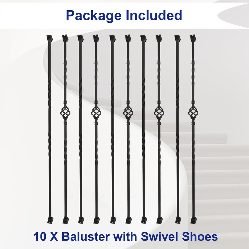 Sidasu 10 Pack Iron Balusters for Staircase Stair Spindles Hollow
