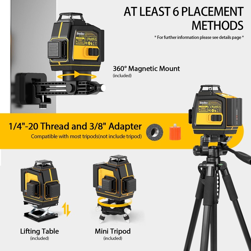 Laser Level 360 Self Leveling, SAVSEC 3 x 360 3D