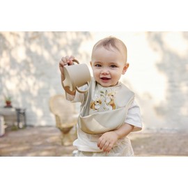 Elodie Details Baby Bib with Crumb Tray, Washable, Scandinavian Design, Waterproof, Bunny Darling
