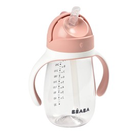 Beaba Straw Sippy Cup, Sippy Cup with Removable Handles, Sippy Cup with Straw, Baby Straw Cup, Toddler Cup, Toddler Straw Cups, 8+ months, 10 oz, Rose