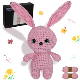 Posurry Crochet Kit for Beginners Animals. Suitable for Adults and Kids. The Customized Yarn is Ideal for Women Beginners.,Includes Detailed Video Tutorials and Ilustrations,It's a Cute Bunny