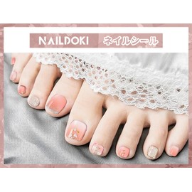 NAILDOKI 4 Types No Damage Toenails, Nail Seal, Nail Stickers, Nail Wrap, Nail Accessories, Realistic Nail Jale Stickers, For Women, Cute, Popular, Fashionable, Advanced
