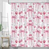 JONSEQIN Cute Pink Bow Shower Curtain Modern Aesthetic Coquette Bow