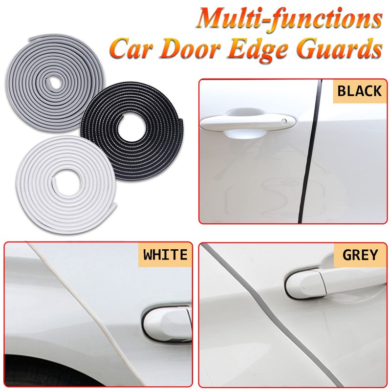 AcbbMNS 32.8Ft (10M) Universal Car Door Edge Guards, White, Rubber,