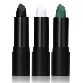 3 Colours Body Painting Colours, Green, White and Black Creamy Blendable Stick, Long-Lasting Oil Face Paint for Face & Body, Washable Face Paint for Carnival Party, Safe Ingredients