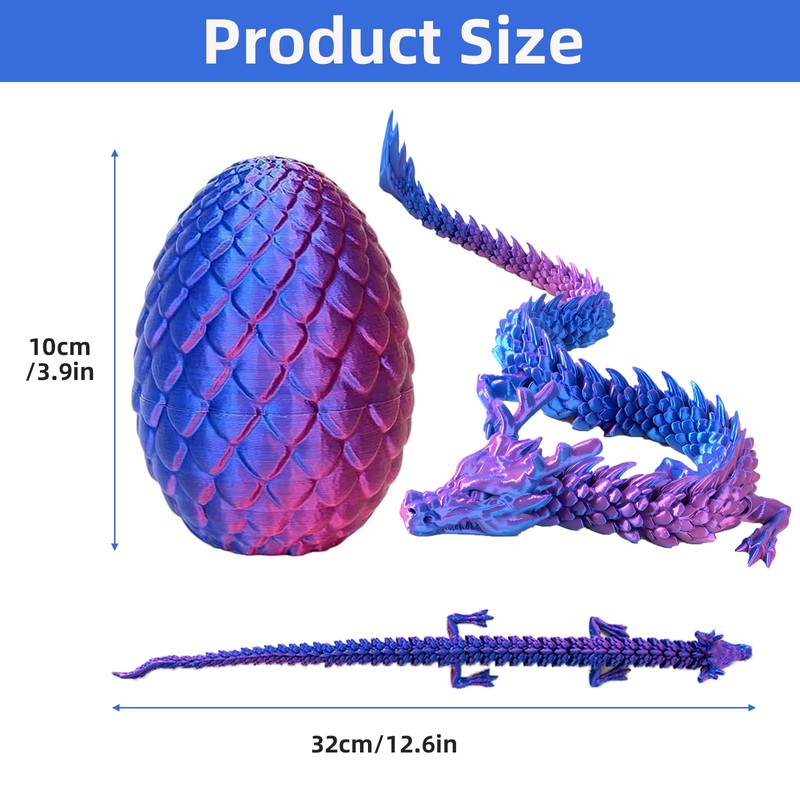 3D Printed Dragon in Egg – Flexible Articulated Crystal Dragon