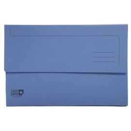 Exacompta - Ref 47222E - Clean Safe - Anti-Microbial Foolscap Document Wallets - Suitable for A4 Documents, 400gsm Pressboard, FSC-Certified - Blue (Pack of 5)