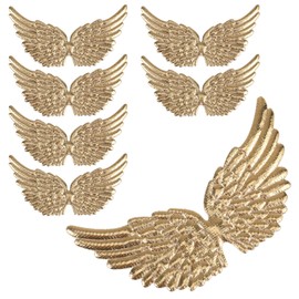 NUOBESTY 12PCS Angel Wings Fabric Wings Patches for DIY Crafts Hair Accessories (Golden)