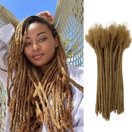 0.6cm #27 8inch 10 Stands Loc Extensions Human Hair 100% Handmade Permanent Dreadlock Extensions for Man/Women Can Be Dyed and Curled(0.6cm 8inch-10 stands color #27)