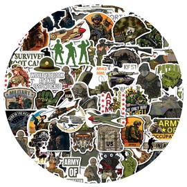 50 Pcs Military Stickers for Kids Teens Adults Boys Girls Gift,Stickers Pack for Laptop,Skateboard,Luggage,Car,Bike, Cup,Computer,Water Bottle Decor,Tactics Vinyl Waterproof Sticker Decals