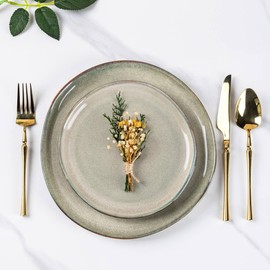 AmorArc Ceramic Dinnerware Sets,Handmade Reactive Glaze Stoneware Plates and Bowls Sets,Highly Scratch Resistant | Dishwasher & Microwave Safe Dishes Set,Service for 4 (12pc)