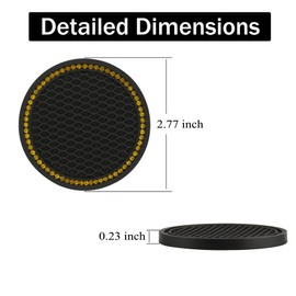 JUSTTOP 2 Pack Universal Auto Anti Slip Cup Holder Insert Coaster, Car Cup Holder Coaster, Bling Crystal Rhinestone Car Interior Accessories, Black - Yellow