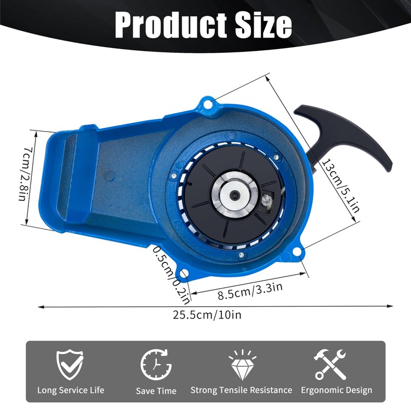 Tunejoy Pull Starter Motorcycle Recoil Starter Pocket Bike Aluminium Easy