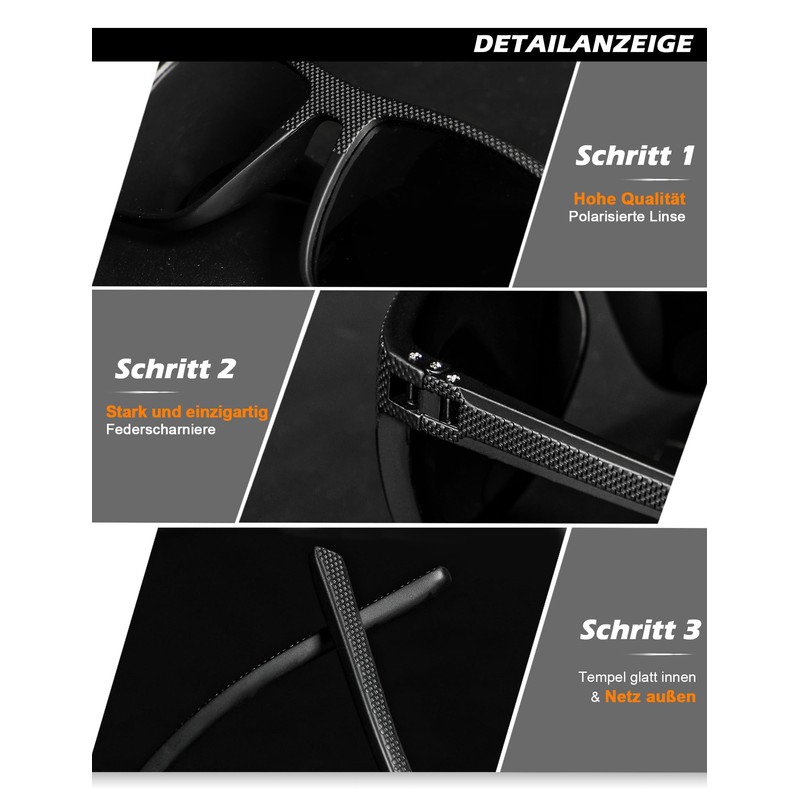 HENGOSEN Sunglasses for Men, Polarised Sunglasses for Men with Lightweight
