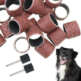 26 Pack Nail Grinder for Dogs Replacement Kit Sanding Drum Set Grit Sand Bands Shank Rotary Tool Kit Pet Nail Smoother Dog Claw Care (80#/120#)
