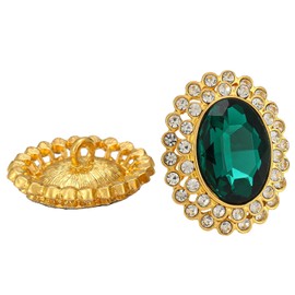Rytenz 2 Pcs Rhinestone Buttons, Crystal Embellishments Buttons for Clothing Jewelry Making DIY Decoration Bottons for Sewing Crafts Wedding Bridal (Green)