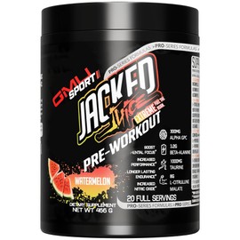 GMU SPORT Jacked Juice Pre Workout | Explosive Energy, Focus & Muscle Pumps | 8g Citrulline Malate, 3g Creatine, Beta Alanine, Alpha-GPC | 250mg Caffeine | 40 Servings Watermelon