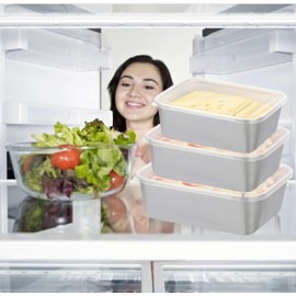 3PCS Stainless Steel Food Storage Containers with Clear Lids，Refrigerator Fresh-keeping Airtight Leak Proof Stackable Box for Kitchen Office Travel Picnic and Camping (600ML/1100ML/1700ML)