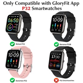 [2Pack] Polyjoy Hard PC Protective Case Compatible with Smartwatch P32 Glory Fit 1.69 inch Motast P32/ Nerunsa P32B/ Ordtop P32E1/ Judneer P32H/ Togala P32D/Bowost P32D-F/Donerton P32, Clear*2