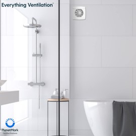 IPX5 Energy Efficient Axial Bathroom Extractor Fan with Back Draft Excluder | Wall or Ceiling Mounted | Low Profile, Silent Operation (100mm with Timer, White)