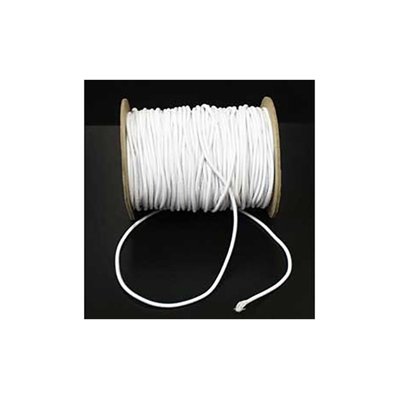 1mm wide Round White Hat Elastic Cord - per 5