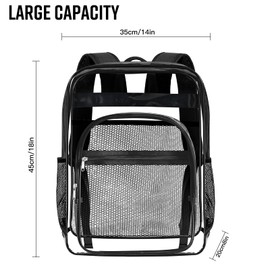 Clear Backpack Large Backpack Heavy Duty Sturdy Shape Transparent Backpack (C-Clear)