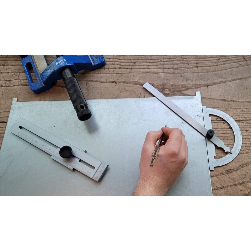 WRS Precision Protractor Scale Matte Chrome Anti-Glare with Metal Locking