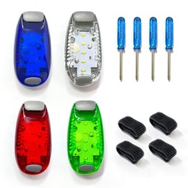 ZWZNBL 4 Pack of Safety Lights, Clip-on Strobe Lights/Running Lights for Night Running, Mountaineering, Cycling, (Red, White, Blue, Green)