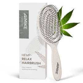 AIMIKE Hemp-Relax Detangler Hair Brush, Bio-Friendly Detangling Brush for Curly Straight Hair, Vented Hairbrush w/Soft Bristles, Glide Through Tangles with Ease for Women, Men, Kids, Wet & Dry Hair