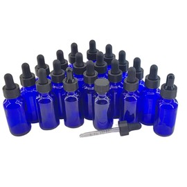 20 Pcs 1oz Cobalt Blue Dropper Bottles (30ml) with Graduated Glass Pipette, Stylish & Leak-Proof for Facial Serums, Gifting & Beauty Care