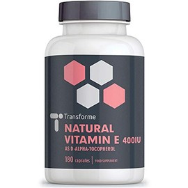 Transforme Vitamin E Capsules 400iu Natural Source, 180 Softgels, Natural Liquid D-Alpha Tocopherol, Higher Absorption Than Tablets, 6 Month Supply