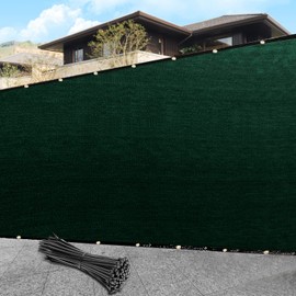 SHADEWIZ 4' x 122' Custom Size Green Privacy Screen Fence Cover Heavy Duty Fencing Mesh with Zip Tie for Deck, Patio, Backyard, Outdoor Pool, Porch, Railing - We Can Make Custom Sizes