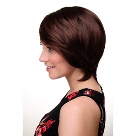 WIG ME UP 6082-2T33 Lady Quality Wig Cosplay short long bob page side parting (of very long fringe) dark mahogany mixed brown