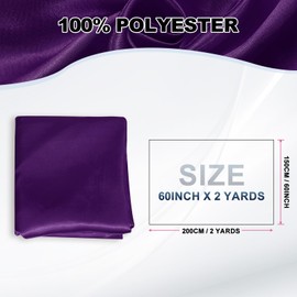 sourcing map Dark Purple Satin Fabric by The Yard, 2 Yards 60" Wide Silky Satin Fabric Solid Satin Cloth Fabric for Bridal Dress Wedding Decorations Crafts Sewing