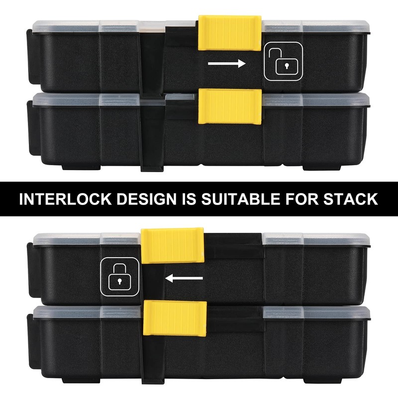 Mayouko Stackable Plastic Toolbox Organizer, Interlocking Small Parts Organizer, Compartment