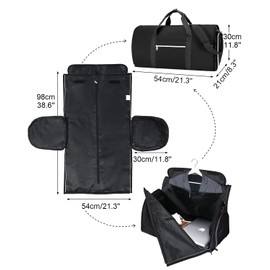 Outplea 34L Garment Bags Men Women, Convertible Garment Duffle Bags, Suit Bag with Shoulder Strap, 2 in 1 Hanging Suitcase Travel Bag for Weekend Overnight Airplanes, Black