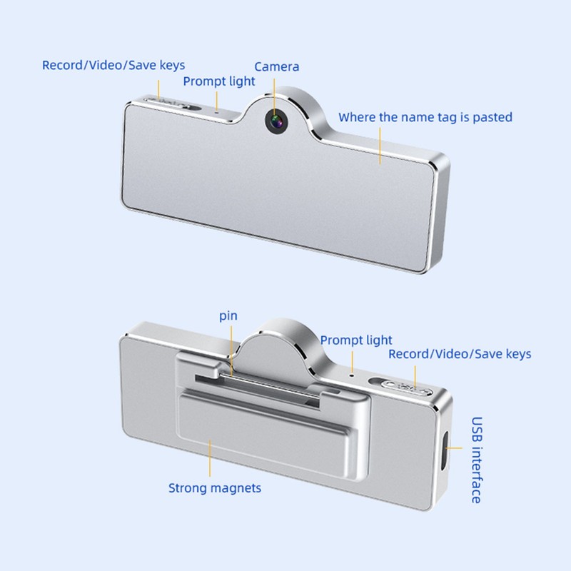 Body Worn Mini Camera Plastic Metal 1080P Wearable Camcorder 32GB