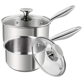 MICHELANGELO Stainless Steel Saucepan Set 1Qt & 2Qt, Premium German Technology Sauce Pans 2 Piece, 18/10 Stainless Steel Sauce Pan Set, Induction Compatible