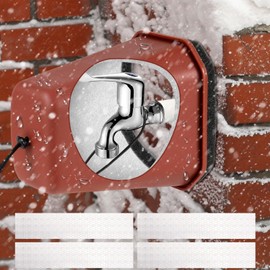 1 Pack 2025 Upgrade Extra Long Pet Proof Outdoor Faucet Covers Winter 8.5x7x5.5in Plastic Thick Foam Spigot Cover w/Reflective Strips for Outside Water Faucet Winter Freeze Protection (Red)