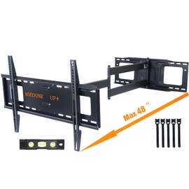 48'' Extension Long Arm TV Wall Mount, Full Motion Heavy Duty TV Wall Mount Swivel Tilt Level Articulating for 37''-80'' Screens, Max VESA 600x400mm, 16''18''24'' Wood Studs/Concrete/Brick Wall